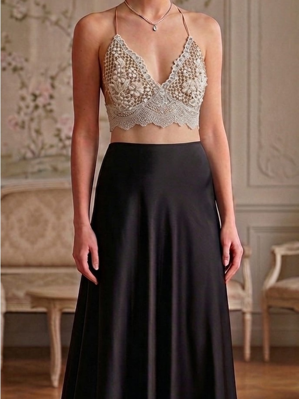 Crochet Lace Bralette Top in Cream